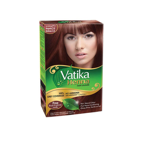 BELI VATIKA HENNA HAIR COLOUR NATURAL HAIR DYE BURGUNDY 6 SACHET CAT RAMBUT ORIGINAL NEW  