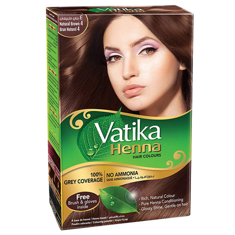 BELI VATIKA HENNA HAIR COLOUR NATURAL HAIR DYE NATURAL BROWN 6 SACHET CAT RAMBUT ORIGINAL NEW  