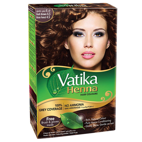 BELI VATIKA HENNA HAIR COLOUR NATURAL HAIR DYE DARK BROWN 6 SACHET CAT RAMBUT ORIGINAL NEW  