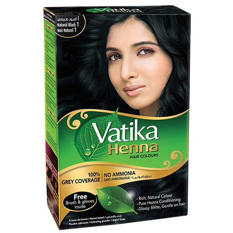 BELI VATIKA HENNA HAIR COLOUR NATURAL HAIR DYE NATURAL BLACK 6 SACHET CAT RAMBUT ORIGINAL NEW  